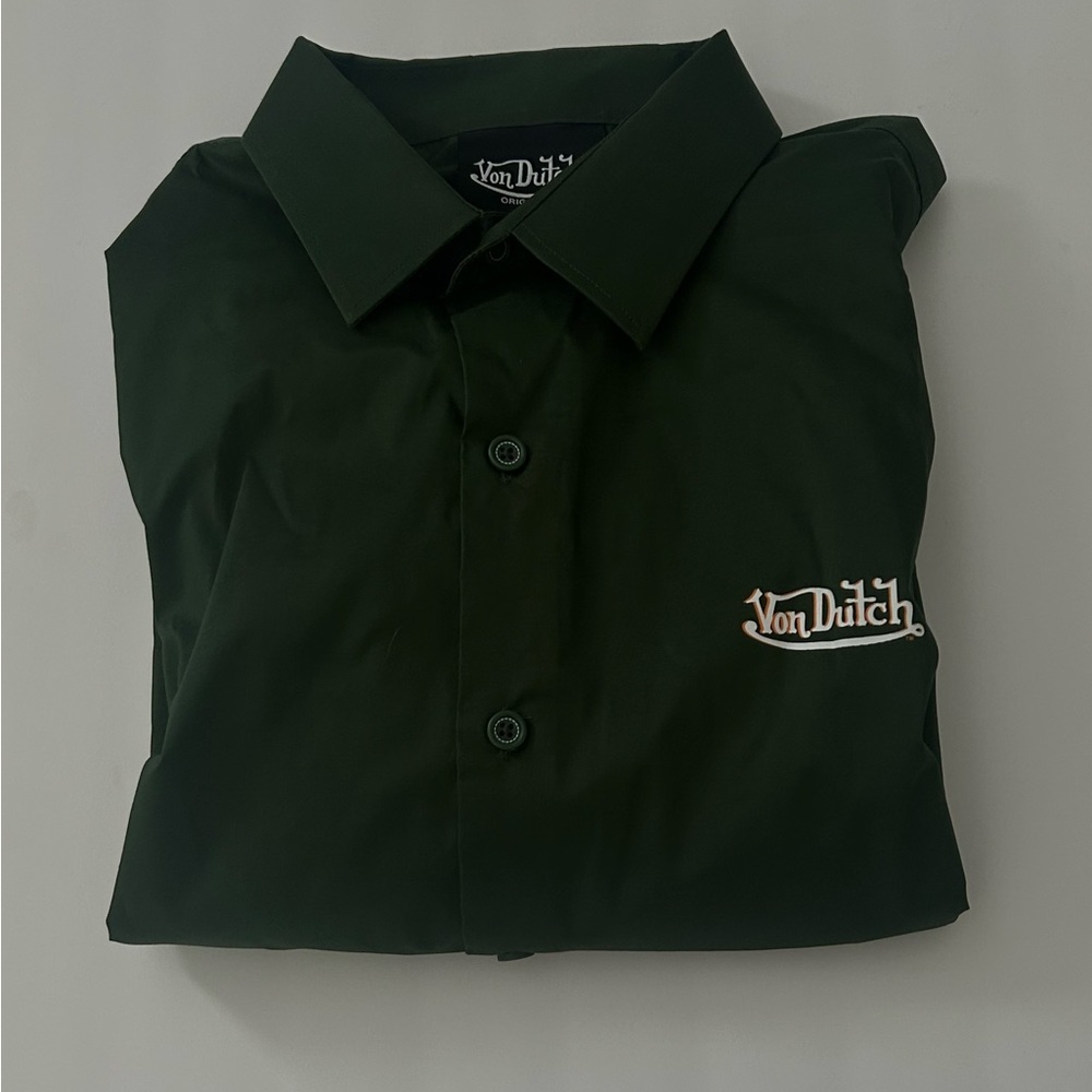 Von Dutch Dark Green Casual Button Down Shirt